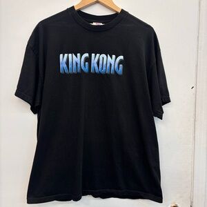 Vintage King Kong Movie Promo Men’s Black Graphic T-Shirt Size XL Flawed